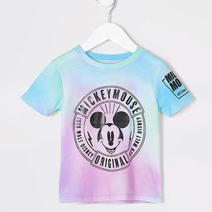 River Island Toddler Boys Pink Tie Dye Mickey Mouse Short Sleeve T-Shirt